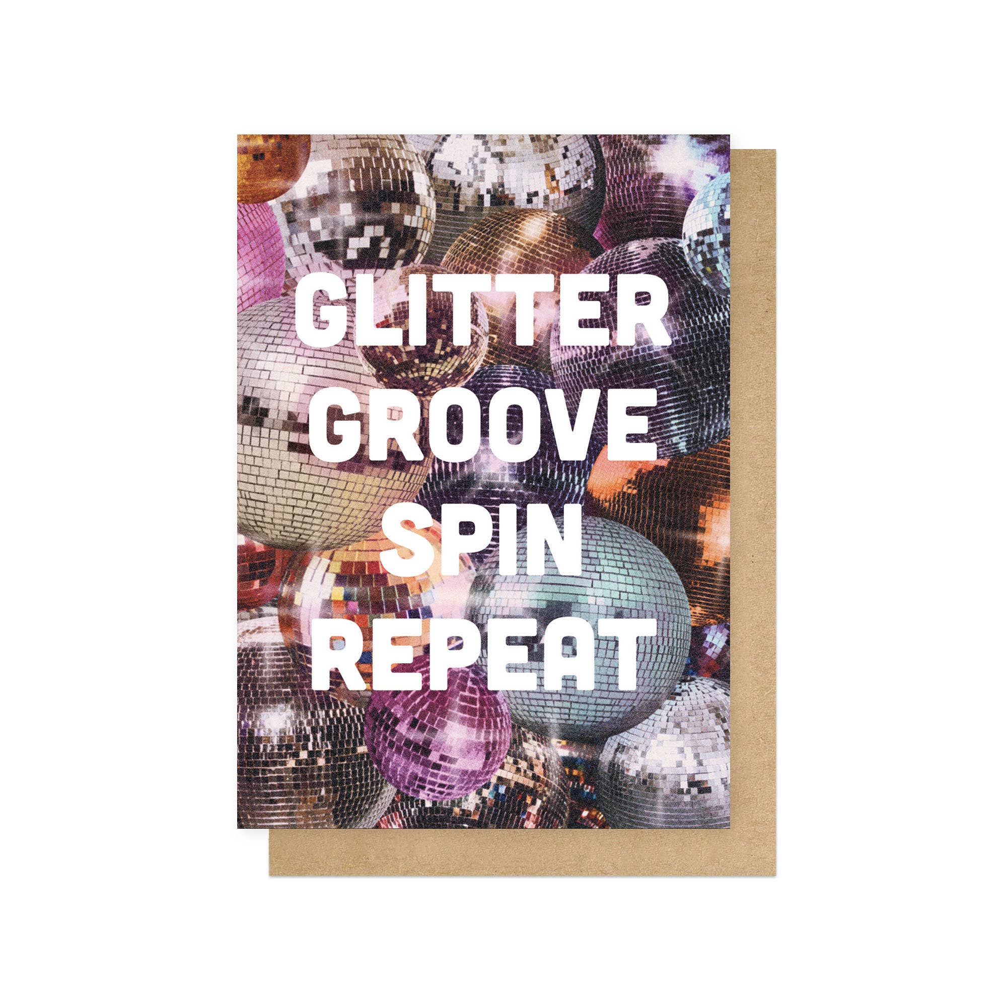 Glitter Groove Spin Repeat Greetings Card