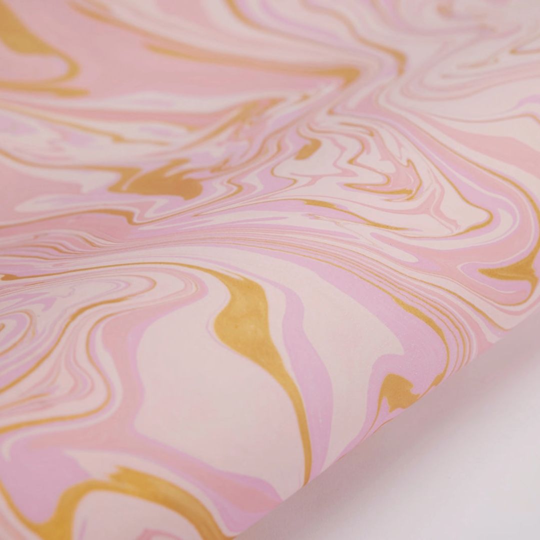 Pink/gold marbled wrapping paper