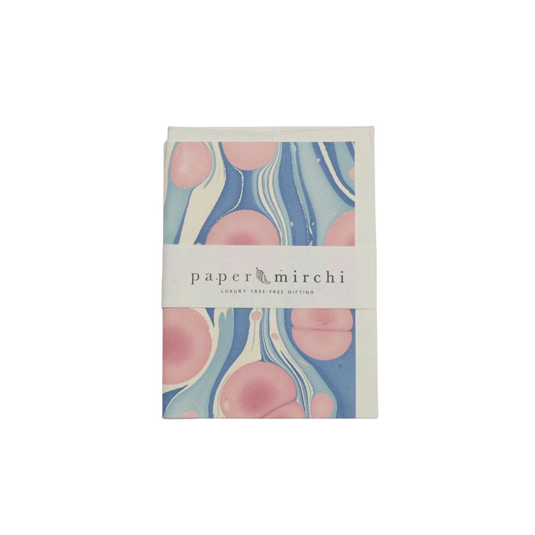 Pink and Blue 'Cosmos Hydrange' Marbled Greeting Card