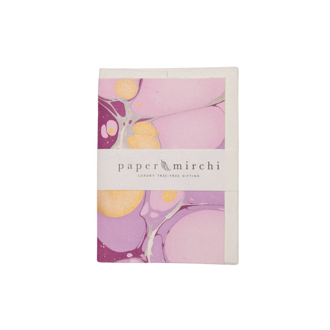 Stone Orchid Hand Marbled Greeting Card