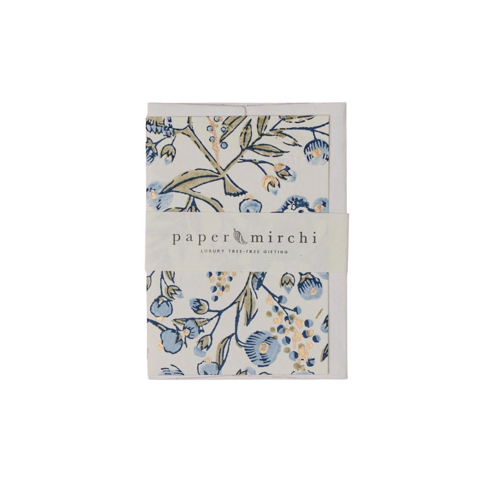 Hand Block Printed Greeting Card - GC Song Birds Blue Stone