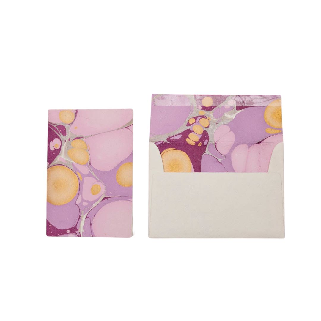 Stone Orchid Hand Marbled Greeting Card