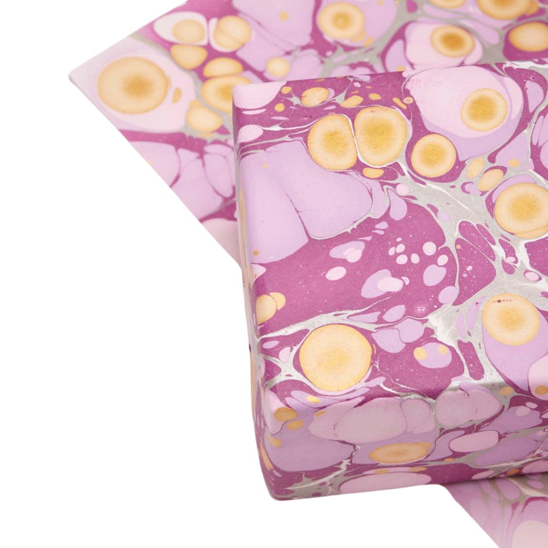 Stone Orchid hand-marbled wrapping paper
