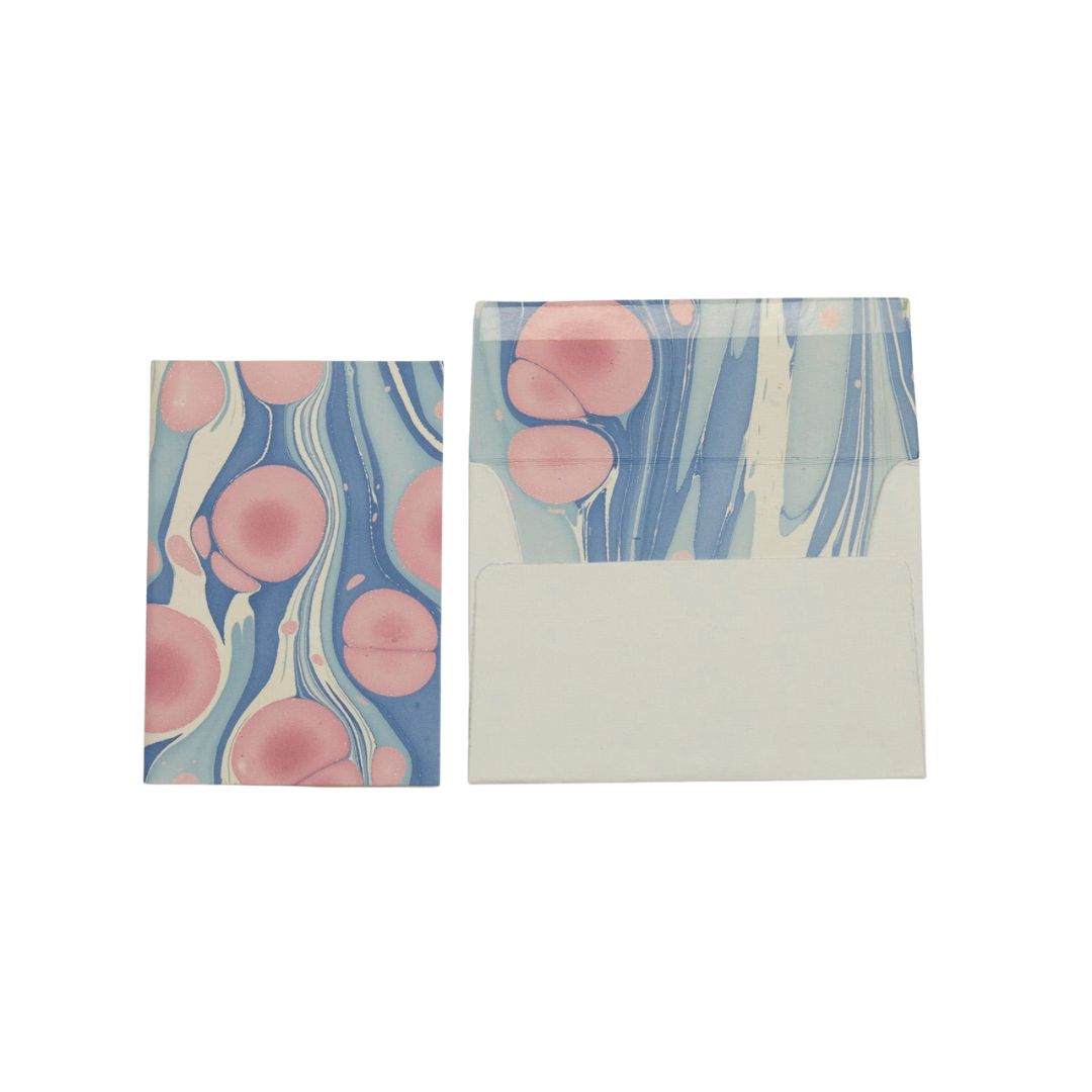 Pink and Blue 'Cosmos Hydrange' Marbled Greeting Card