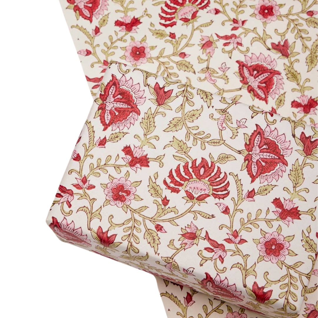 Flora Festive Mix hand-printed wrapping paper
