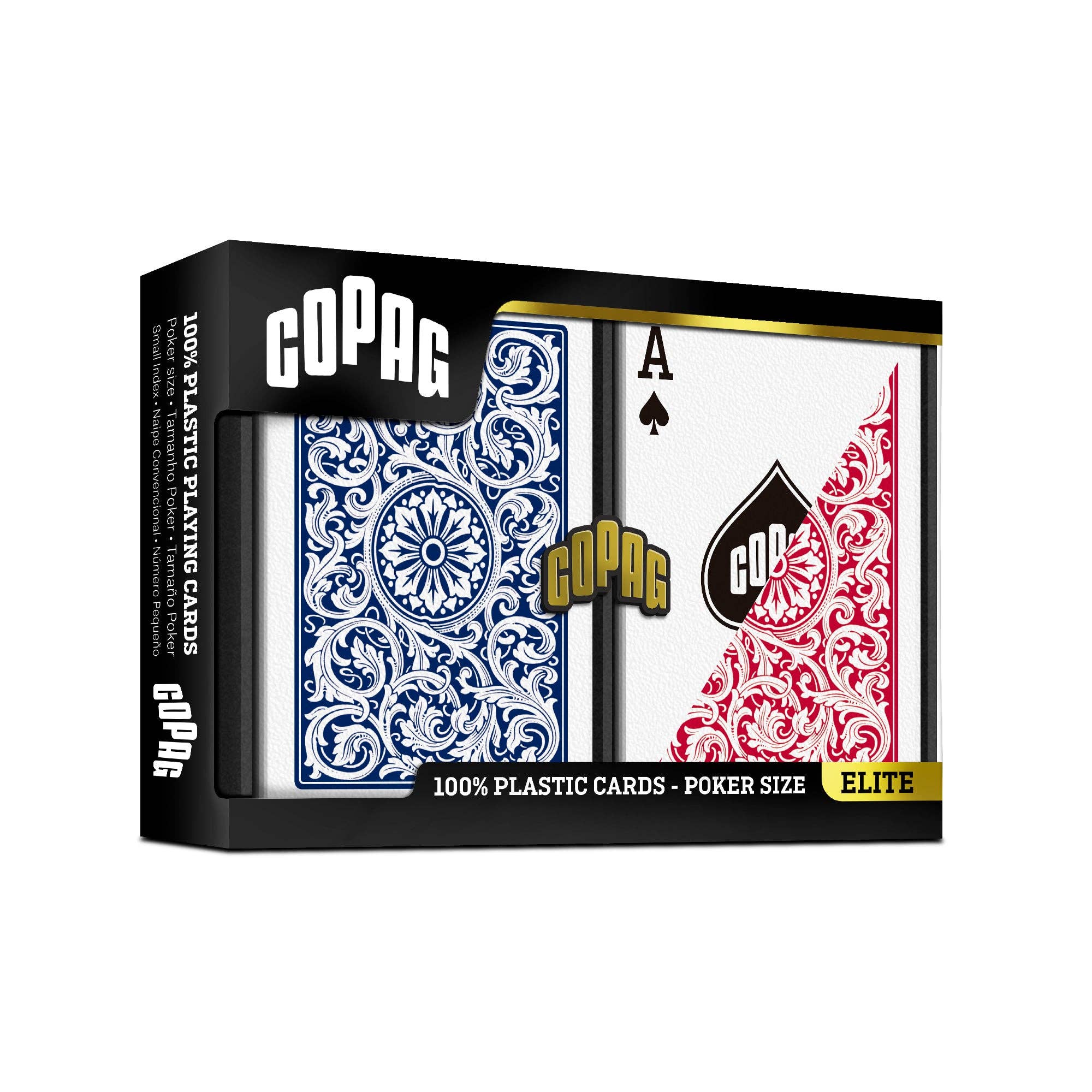 Copag 100% plastic standard size regular index blue/red twin deck playing cards