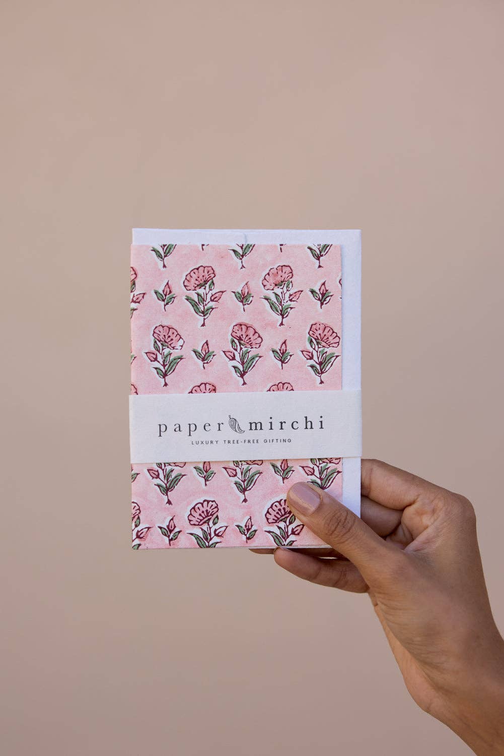 Hand Block Printed Greeting Card - GC Ditsy Floral Blush