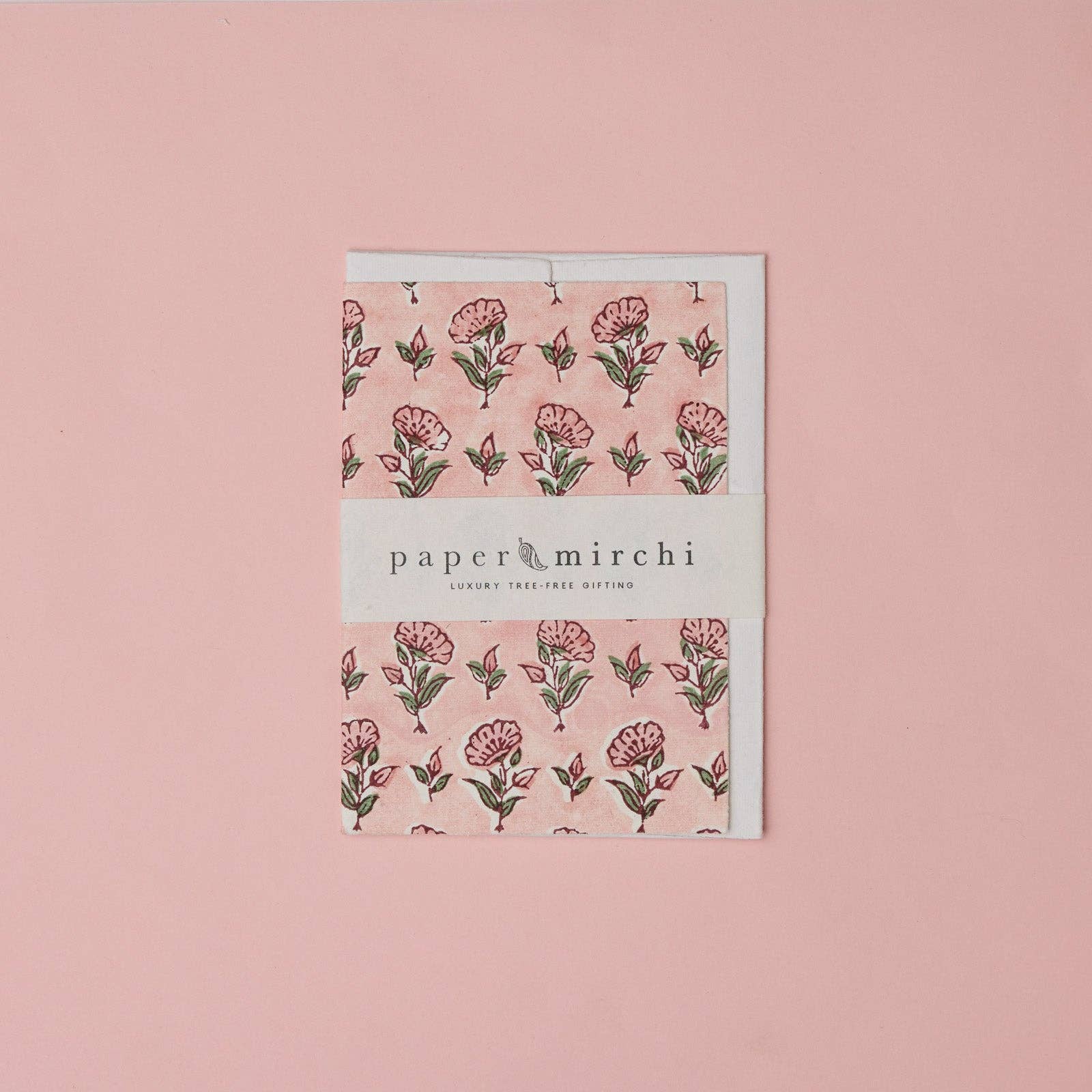 Hand Block Printed Greeting Card - GC Ditsy Floral Blush