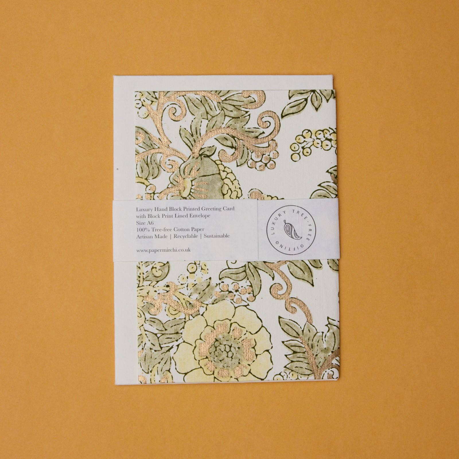 Block Printed Greeting Card - Wild Rose Buttercream