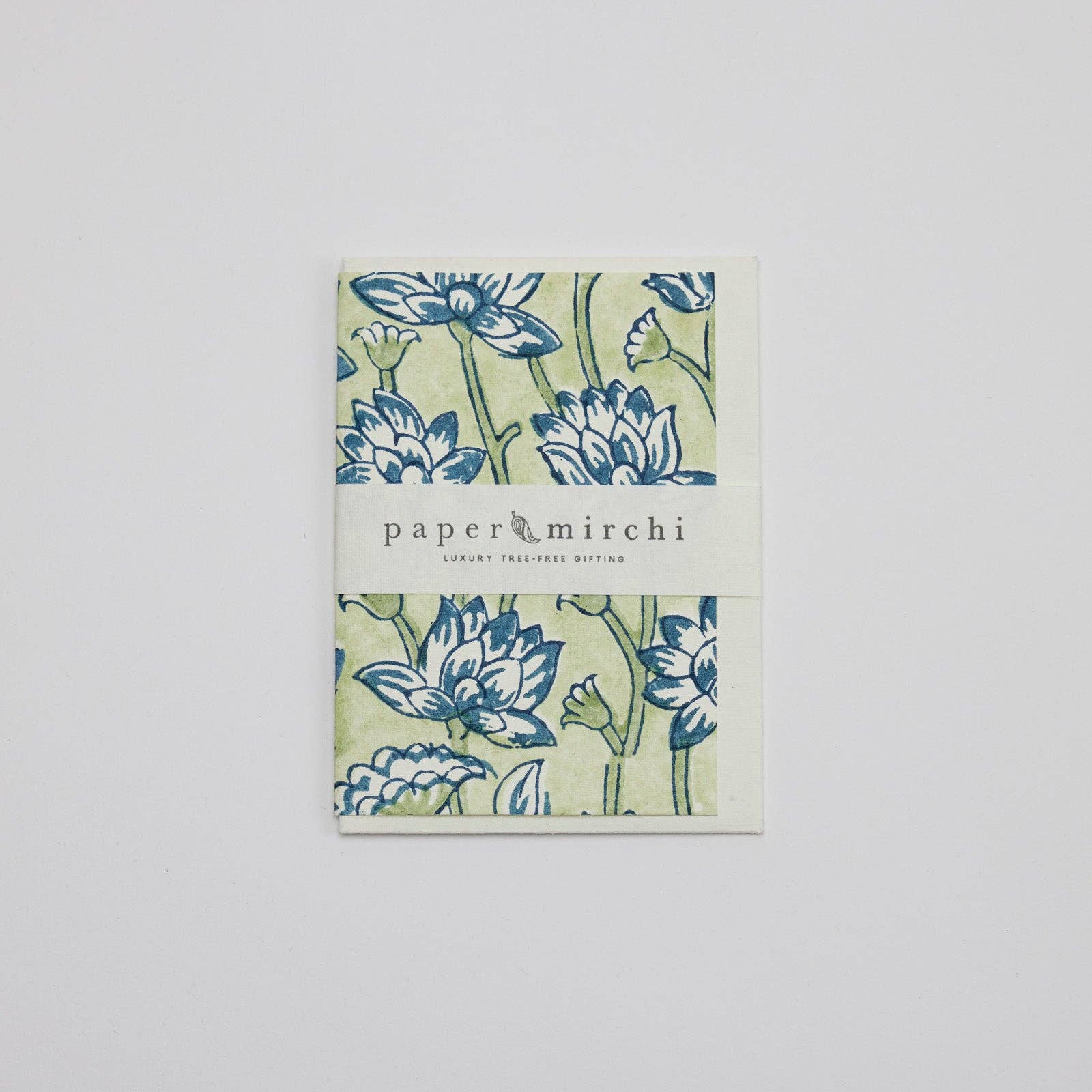 Block Printed Greeting Card - Lotus Indigo