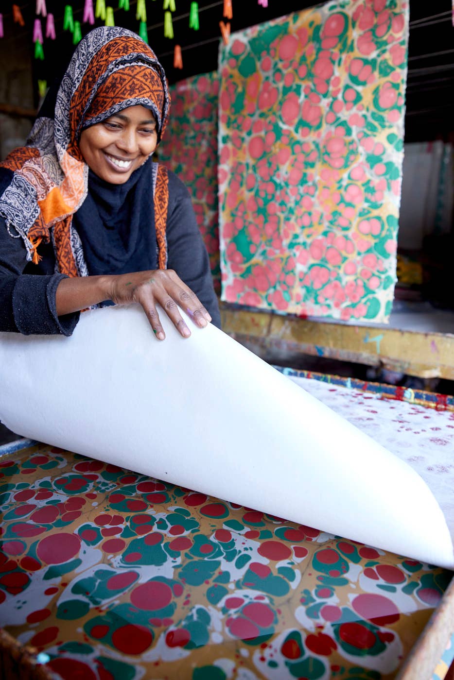 Stone Festive Mix Hand-Marbled Greeting Card