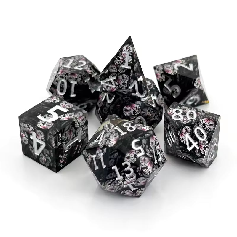Butterfly Storm | Sharp Edge Dice | 7-Polyhedral Set