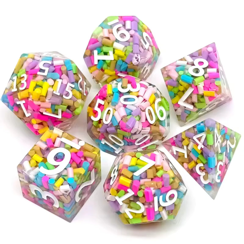 Candy Strands | Sharp Edge Dice | 7-Polyhedral Set