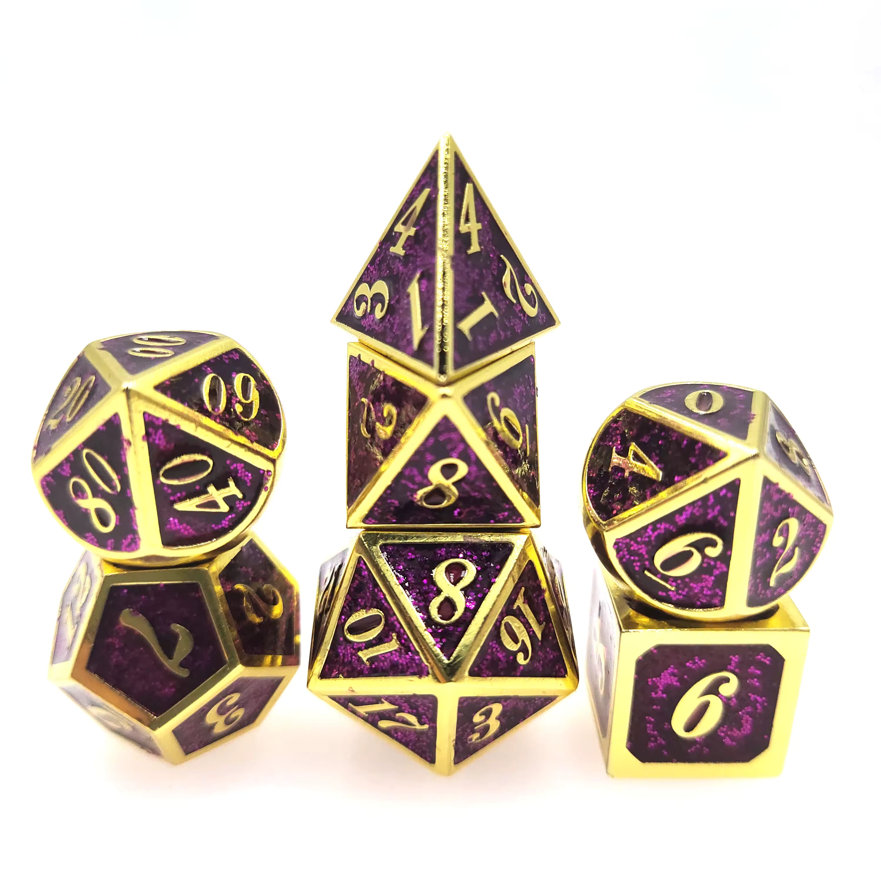 Purple Nobility | Solid Metal Dice | 7-Polyhedral Set