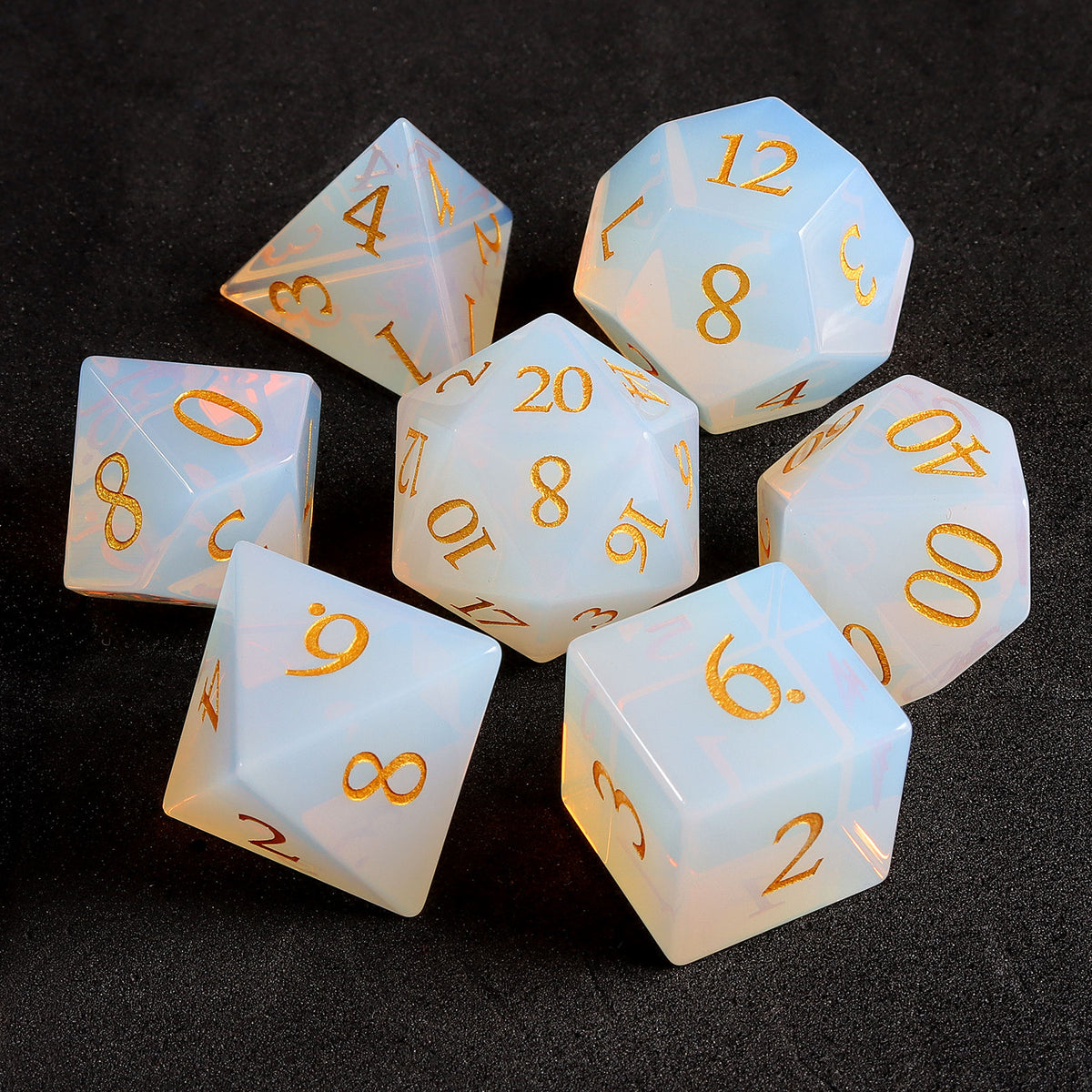 White Opalite | Crystal Dice | 7-Polyhedral Set