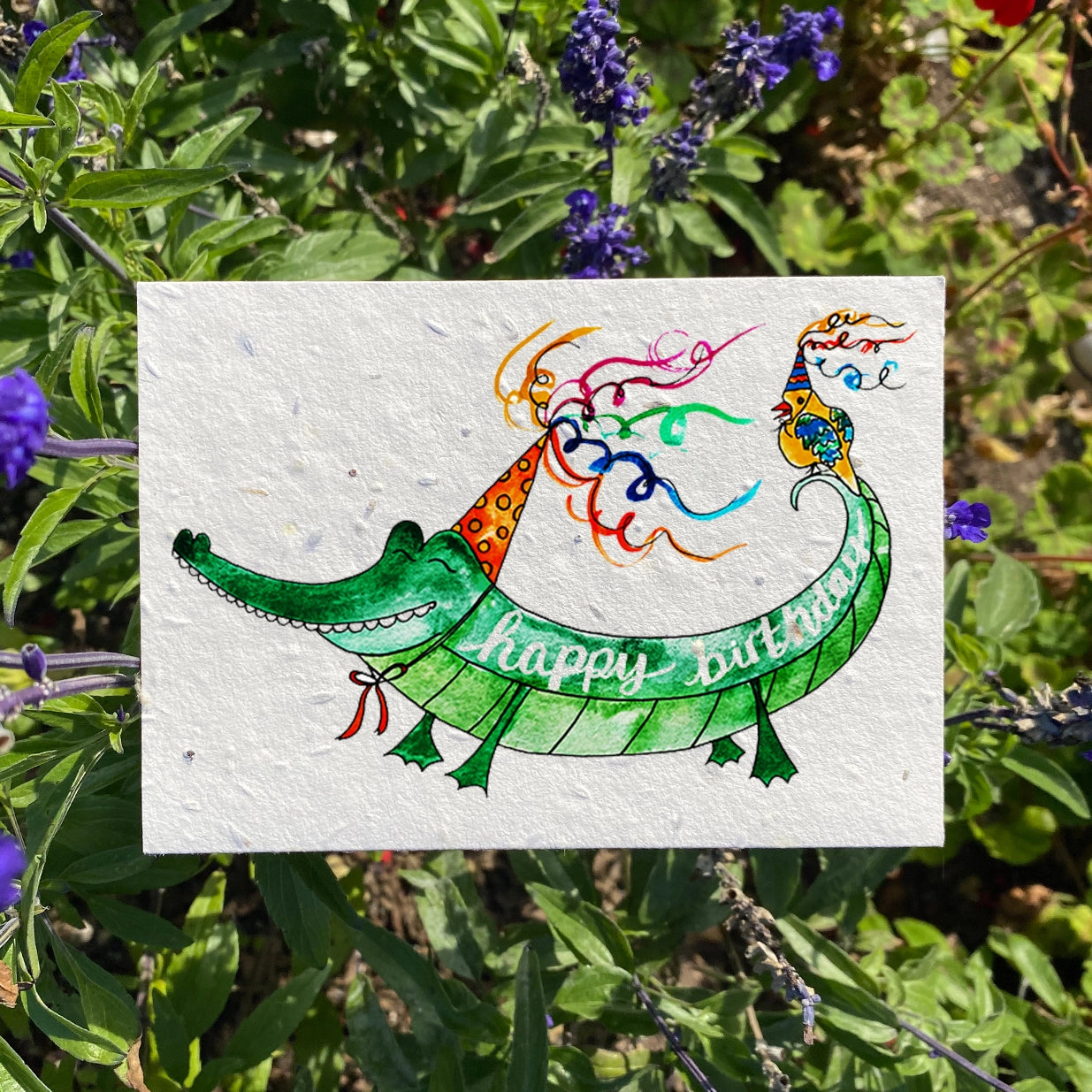 Plantable 'Happy birthday alligator' greeting card