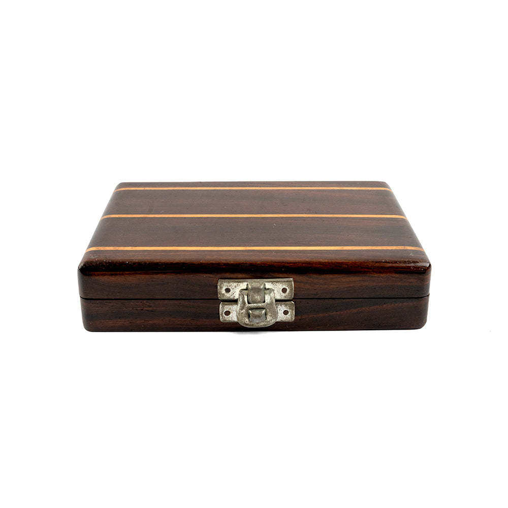 Bone travel chess set in polished mahogany case - 1800s