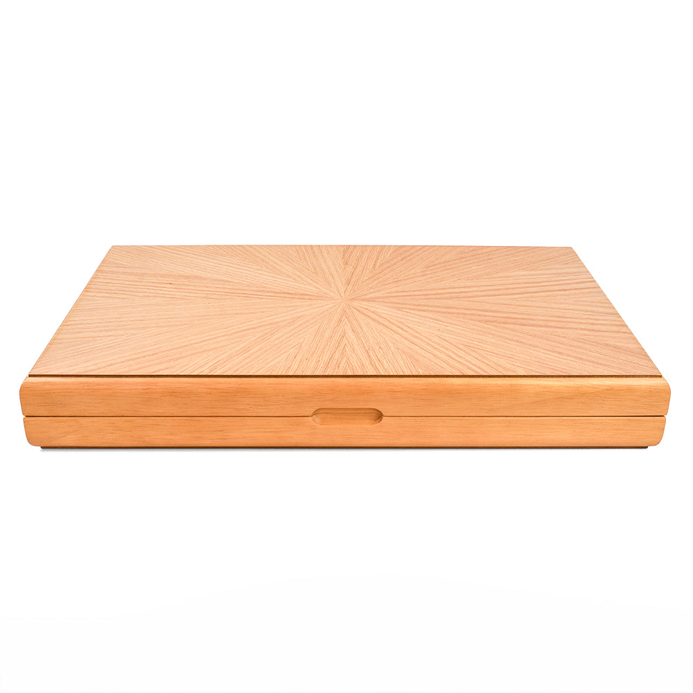 Bremen folding backgammon set: Oak veneer