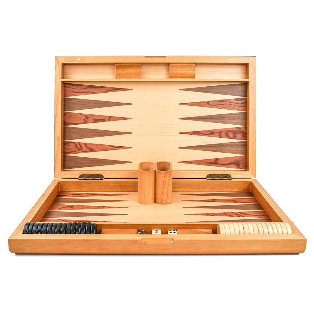 Bremen folding backgammon set: Oak veneer