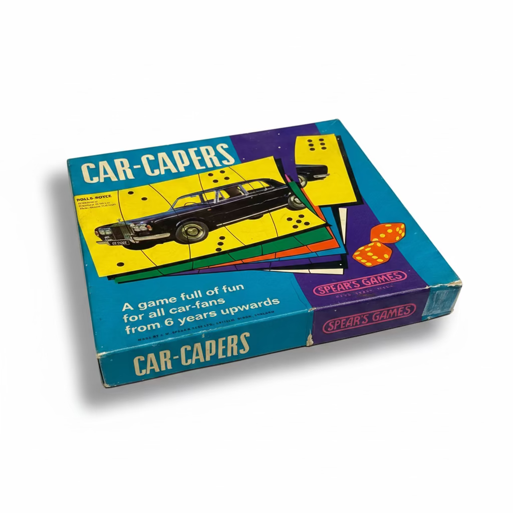 Box of 'Car-Capers' game by Spear's Games on a white background