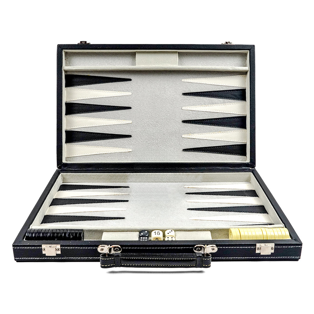 Competition Backgammon: Faux Leather (Grey)