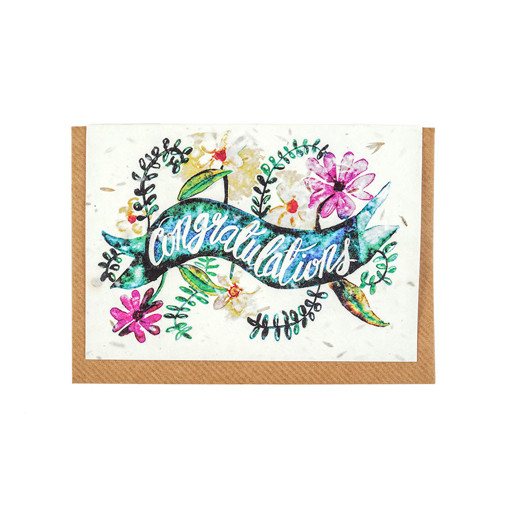 Plantable floral ‘Congratulations’ greeting card