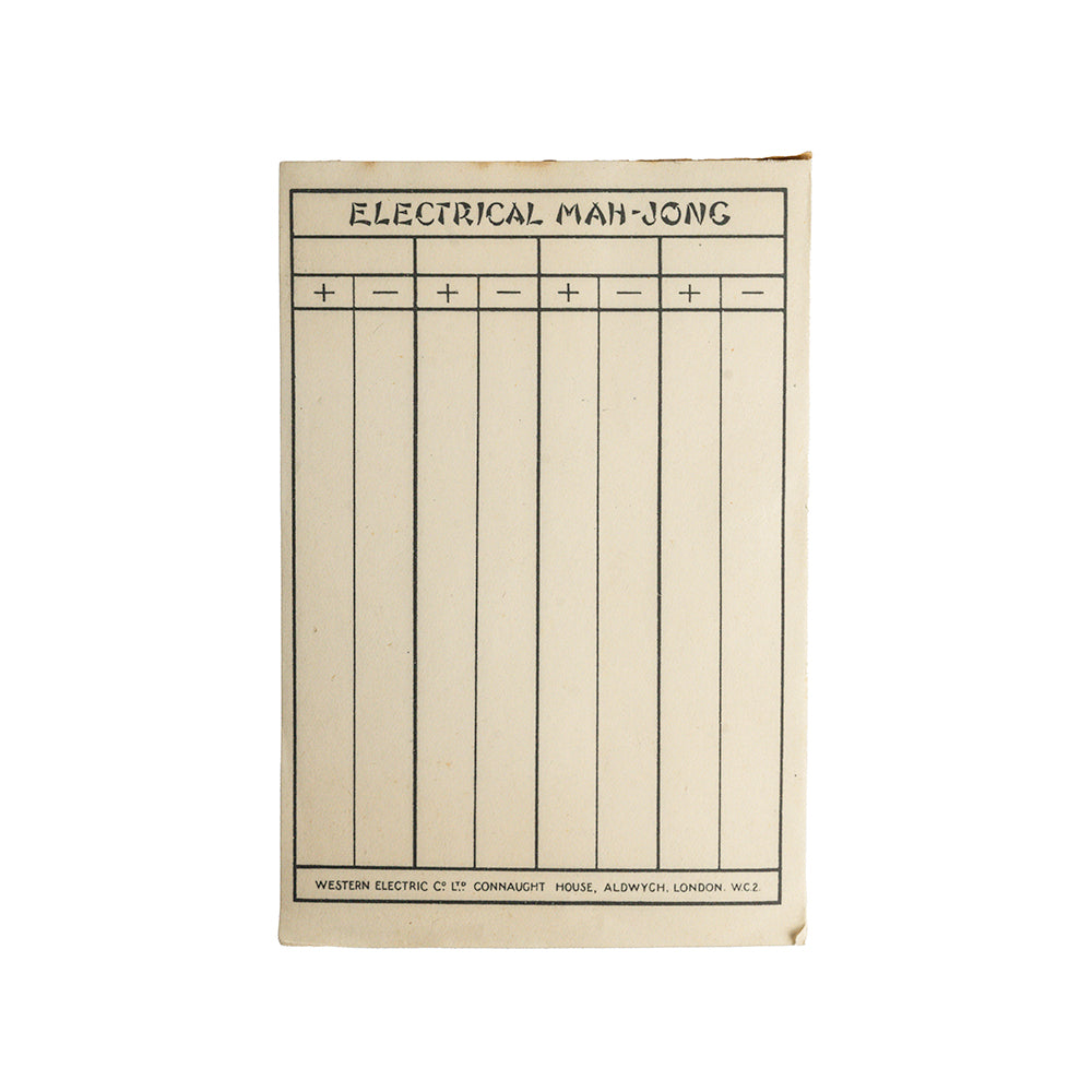 Electrical Mah Jong card game - 1924