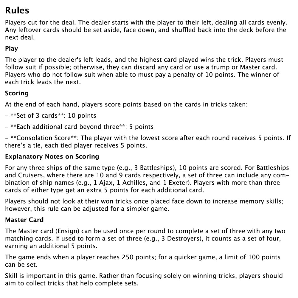 England Expects card game - 1940