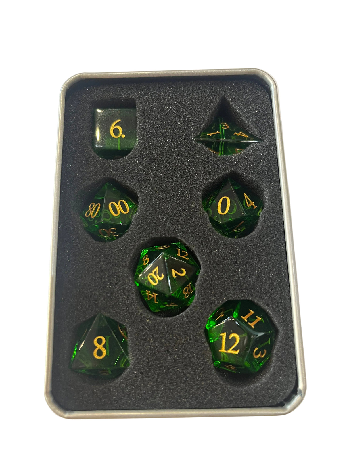 Clear Green | Crystal Dice | 7-Polyhedral Set