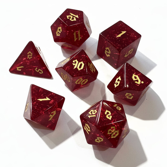 Red Ruby | Crystal Dice | 7-Polyhedral Set