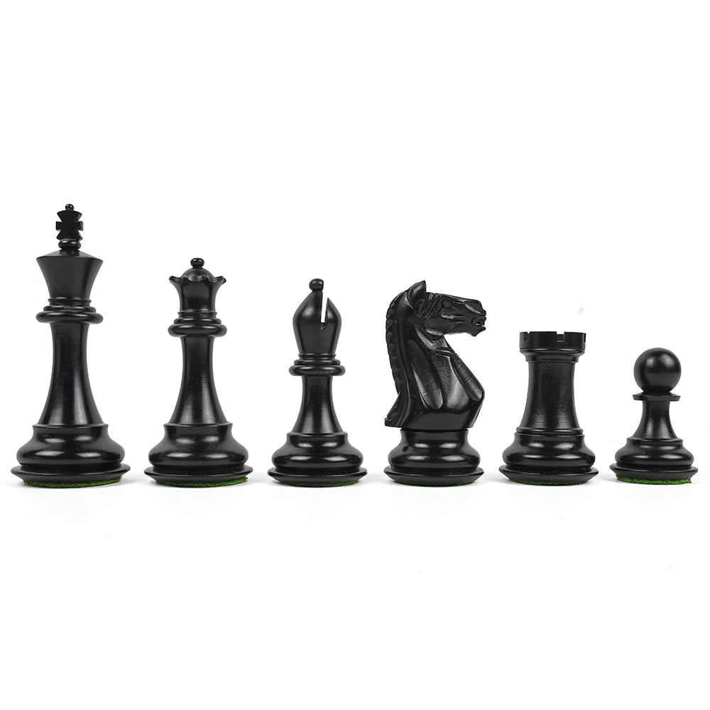 King's chess pieces: 4" Staunton style in weighted ebonised boxwood