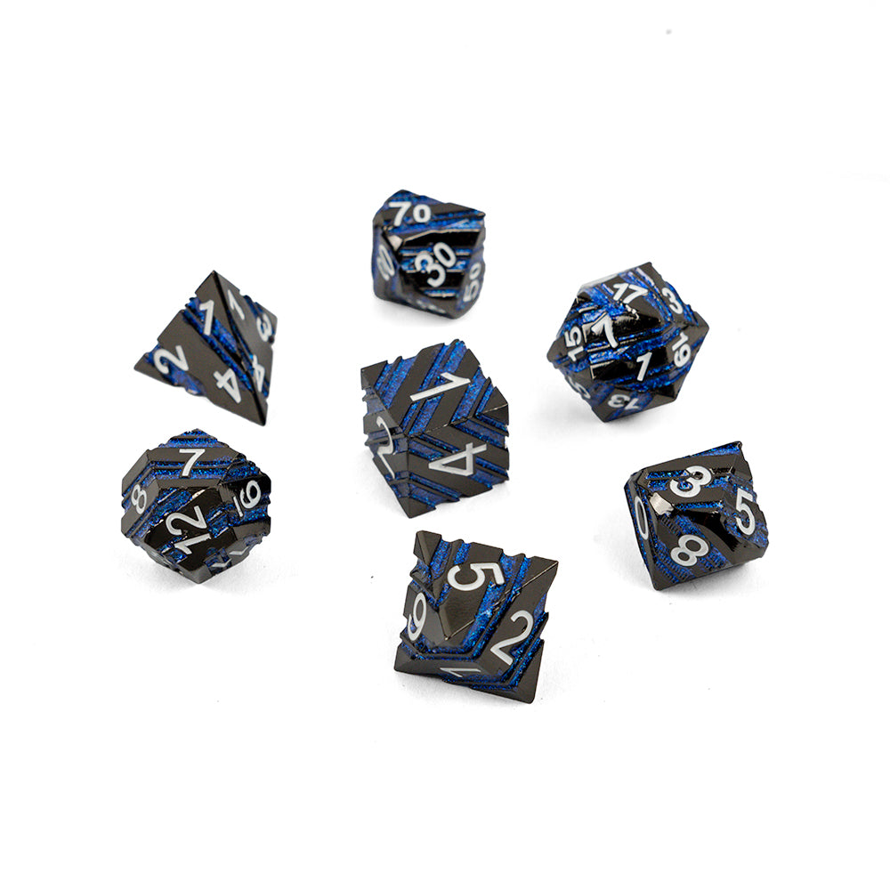 Glowing Strata | Solid Metal Dice | 7-Polyhedral Set