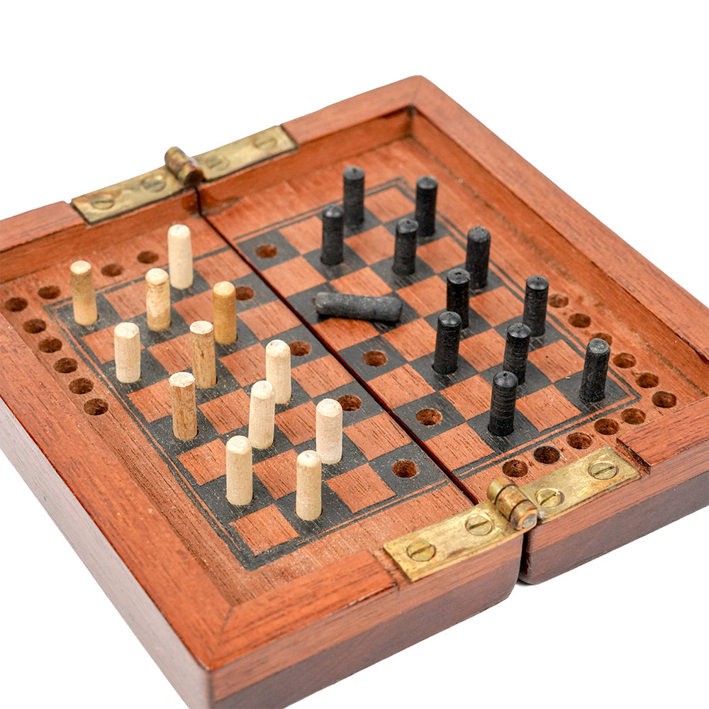 Travel Draughts/Checkers board - 1860/70s