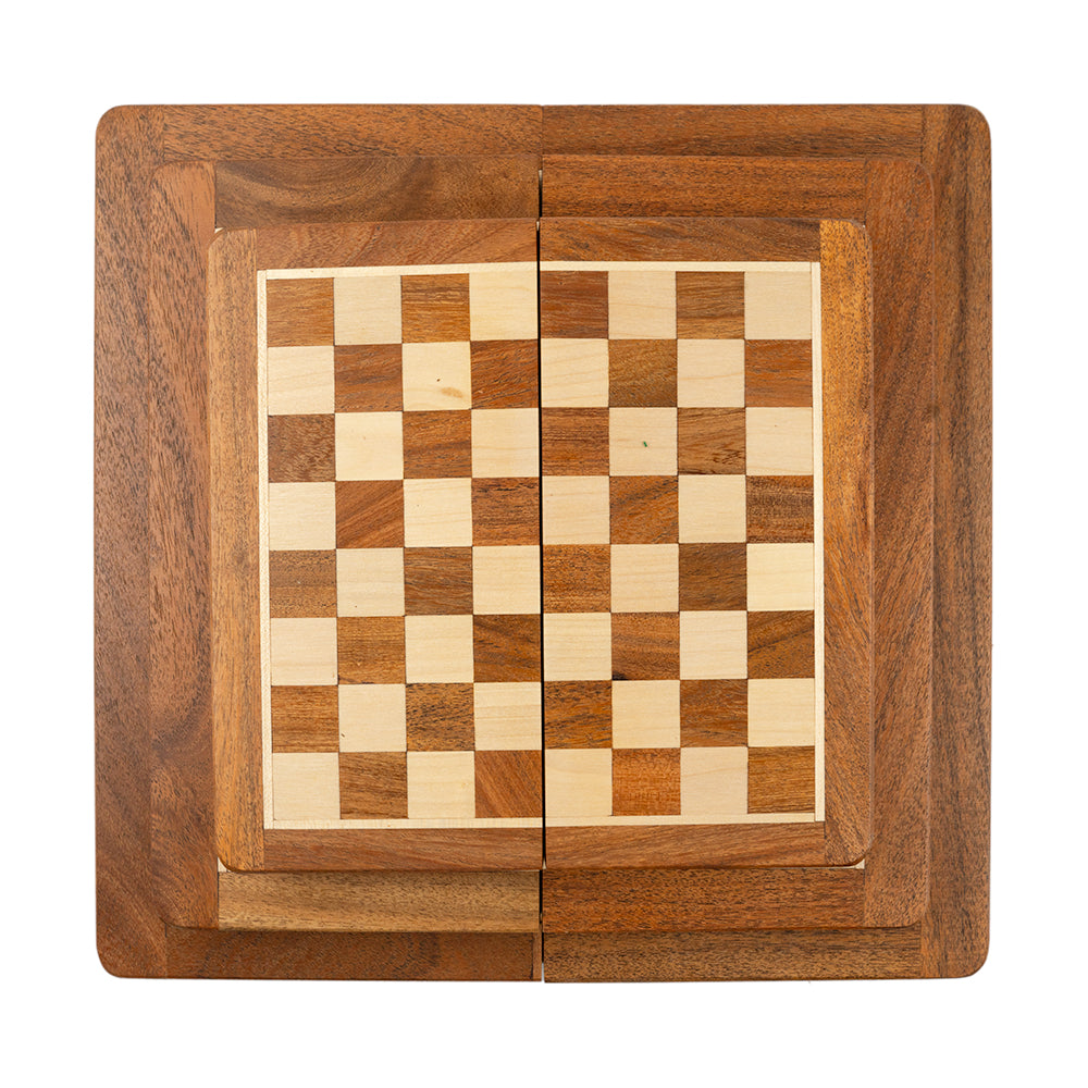 Canterbury travel split chess/backgammon set with wooden folding board: magnetic