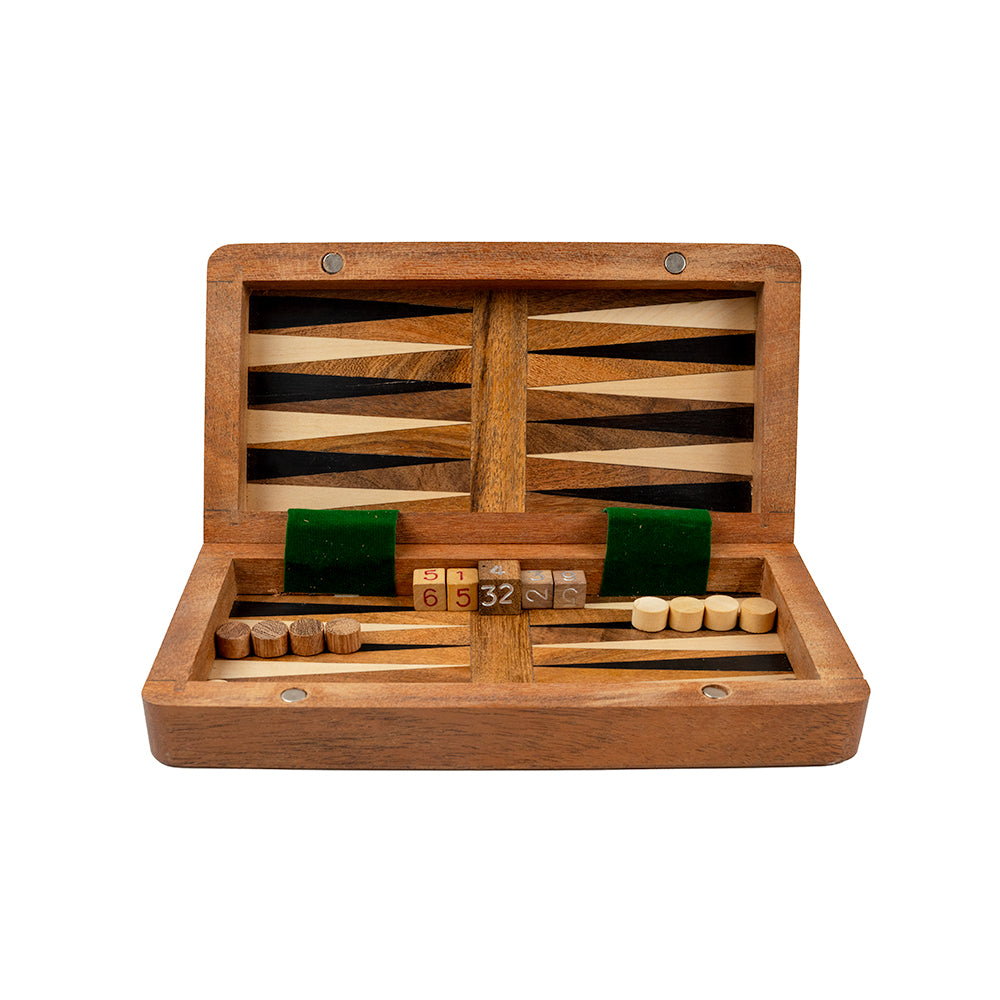 Canterbury travel split chess/backgammon set with wooden folding board: magnetic