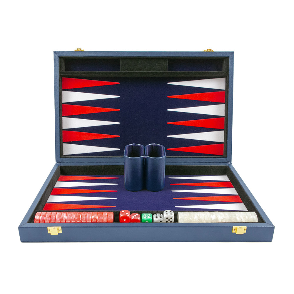 Oxford folding backgammon set: faux leather