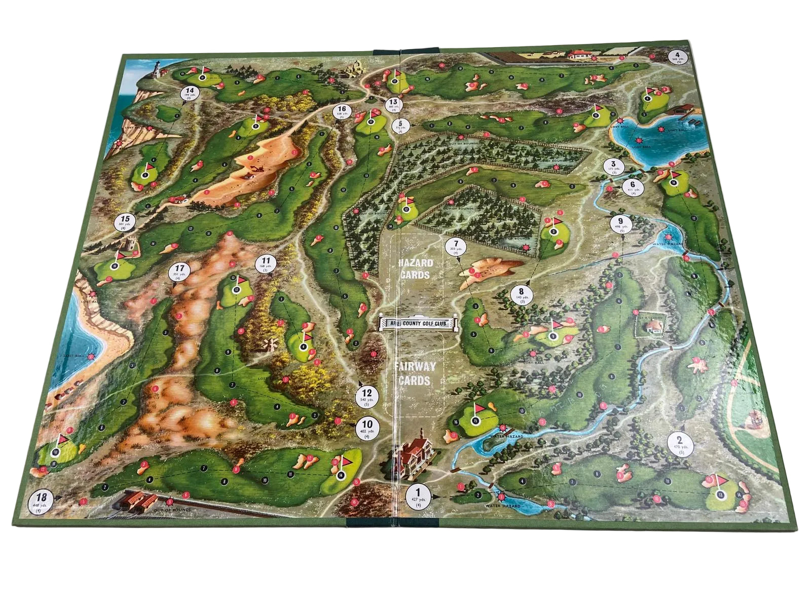 Par 
Golf course board game layout on a white surface