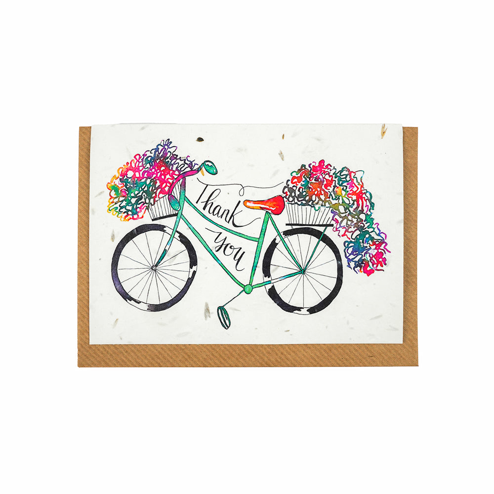 Plantable 'Thank you bicycle' greeting card