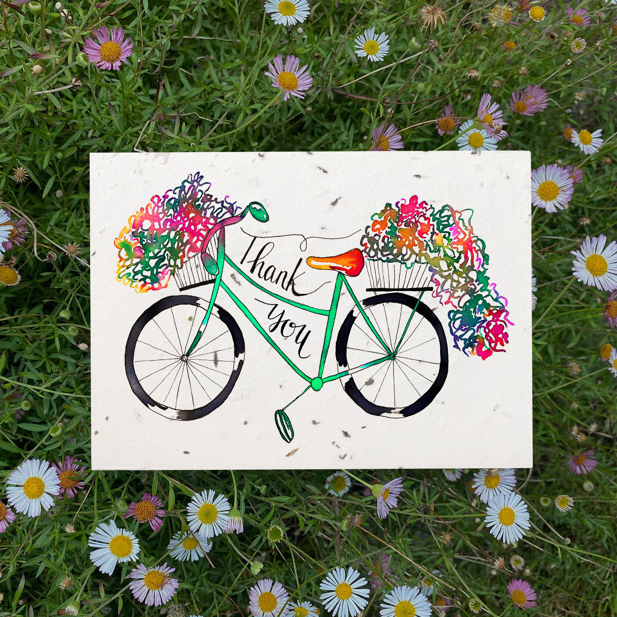 Plantable 'Thank you bicycle' greeting card