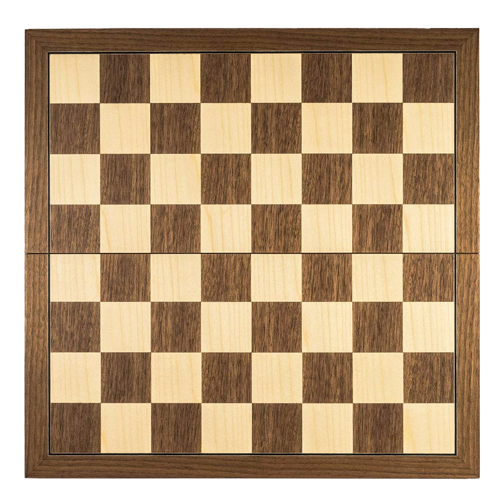 St Edmund folding chess board: walnut and sycamore