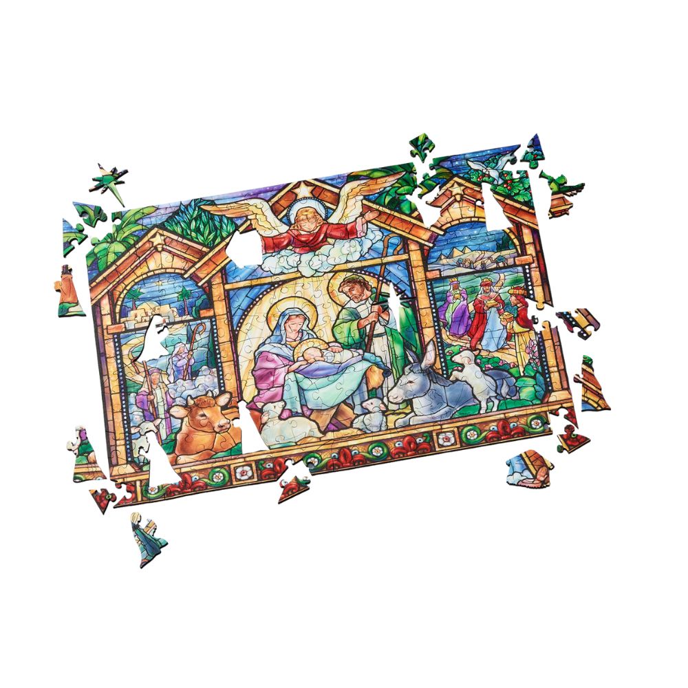 Stained Glass Nativity: 100 large pieces