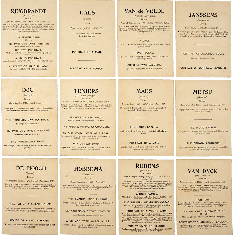 The National Gallery card game - 1880s