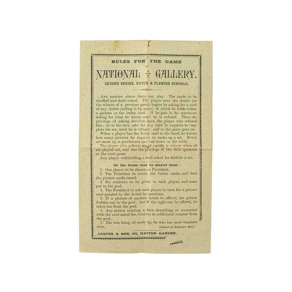The National Gallery card game - 1880s