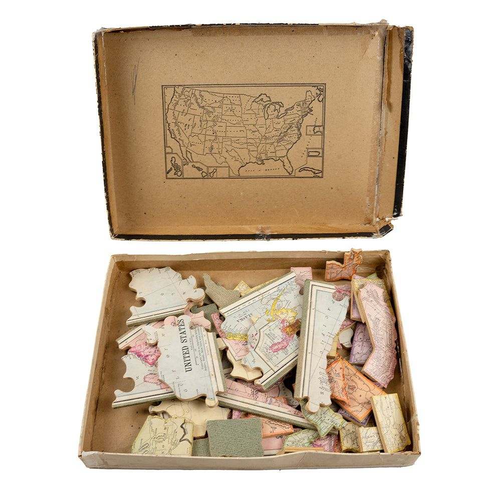 USA State Map wooden jigsaw - 1915