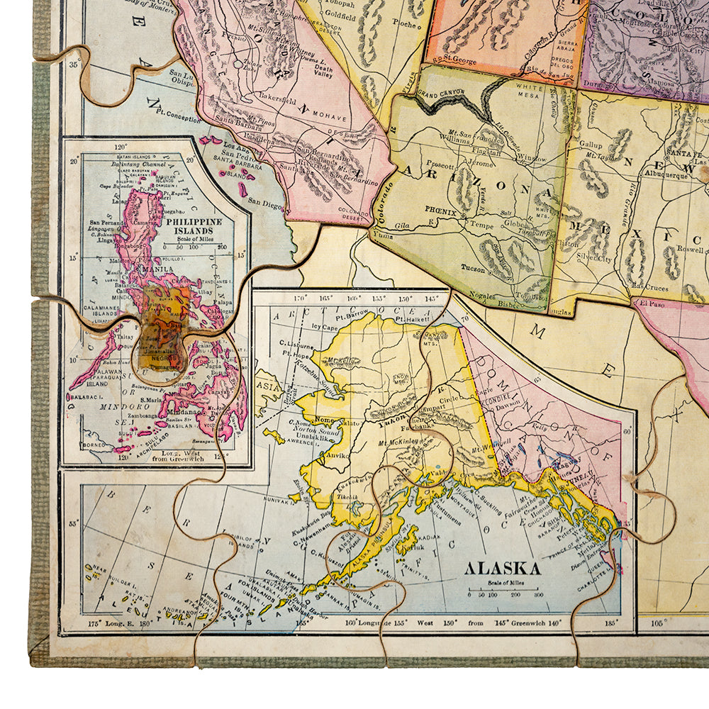 USA State Map wooden jigsaw - 1915