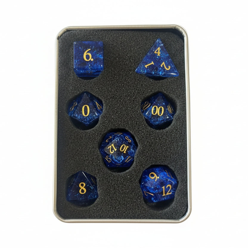 Blue Sapphire | Crystal Dice | 7-Polyhedral Set
