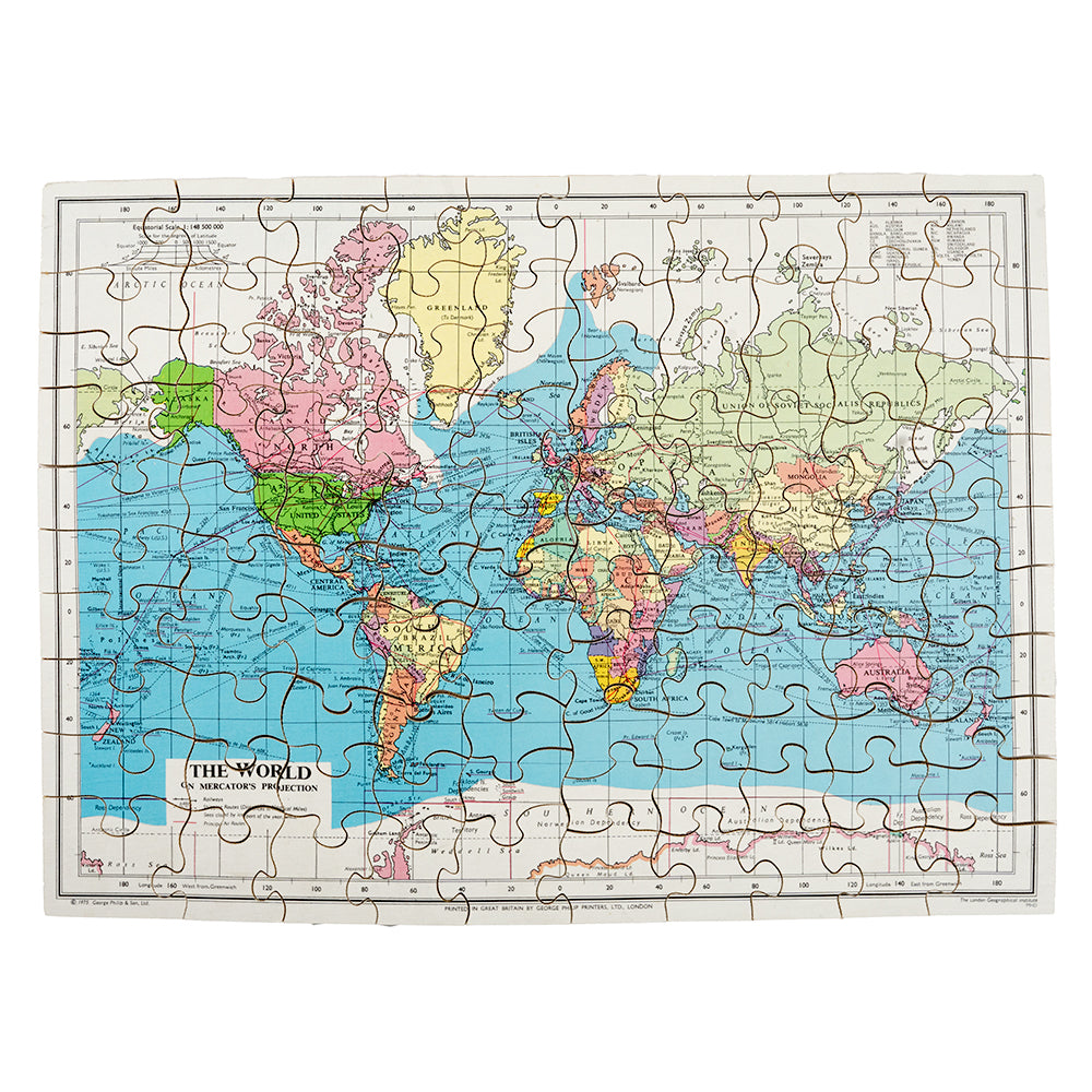 World Map wooden jigsaw puzzle (100px) - 1960s