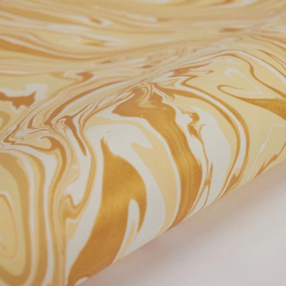 Hand Marbled Wrapping Paper Sheets - Free Spirit Champagne