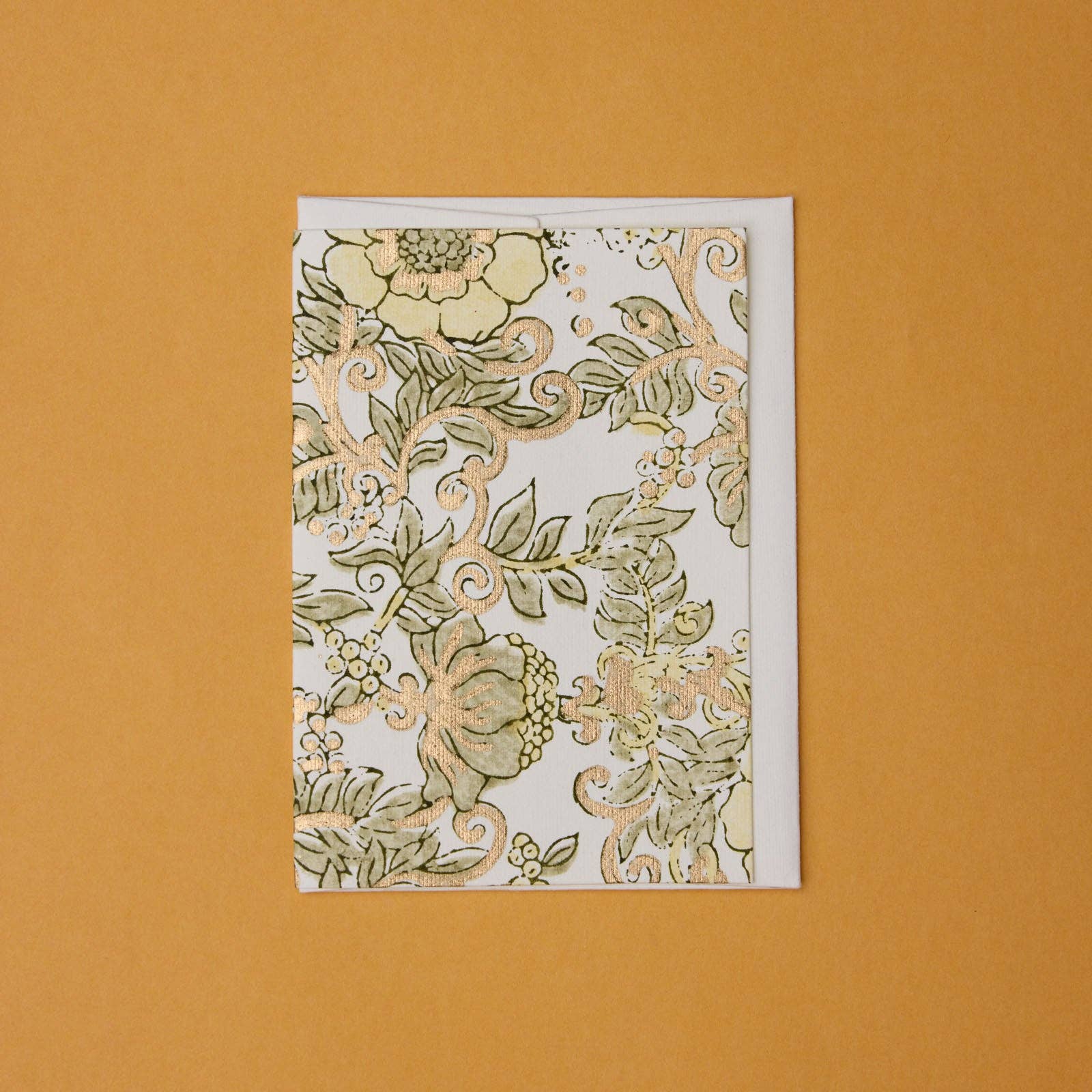 Block Printed Greeting Card - Wild Rose Buttercream
