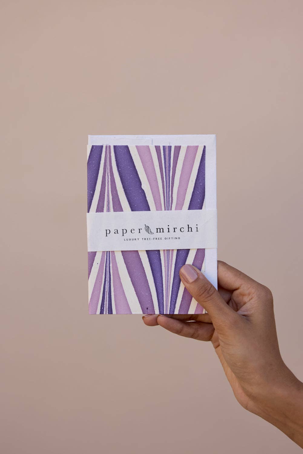 Hand Marbled Greeting Card - Candy Stripes Lavender Fog
